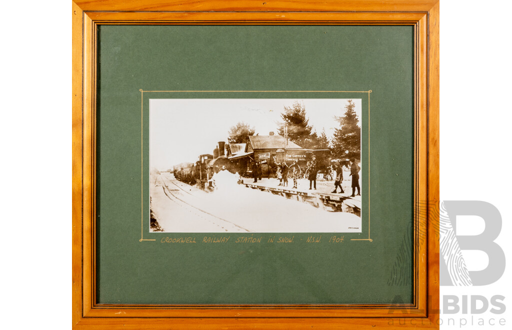Artists Unknown (20th Century), Crookwell Railway Station in Snow, NSW (1904) & Crookwell, NSW (1890s), Pair of Reproduction Historical Photographic Prints After Originals, 39 x 43 cm (frames) (2)