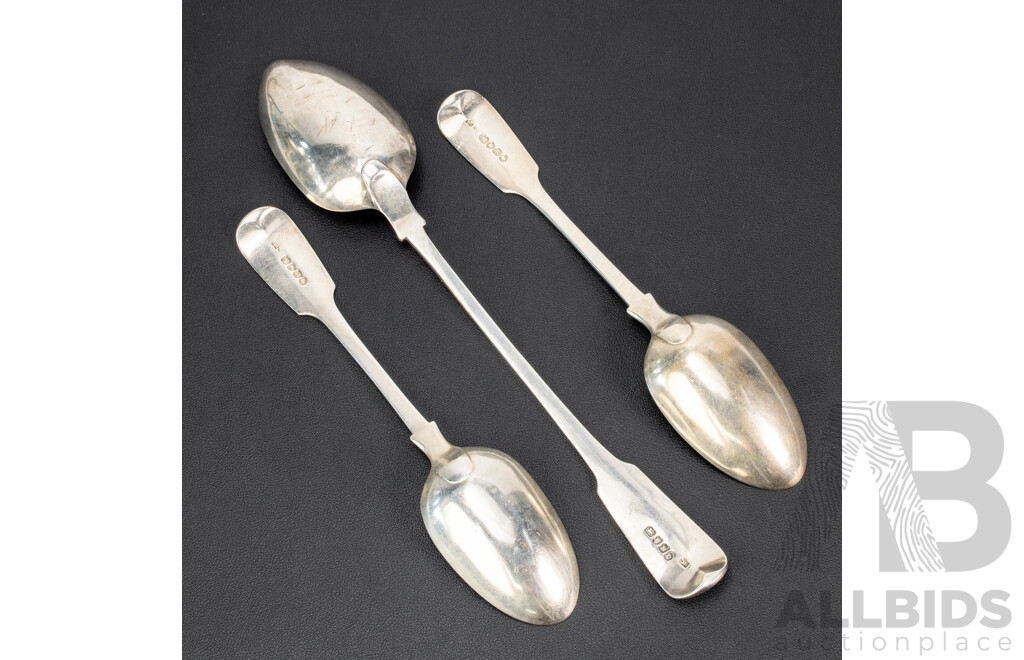 Two Sterling Silver Mains Spoons, Chawner & Co, London, 1857 and Sterling Silver Serving Spoon, Richard Crossley, London, 1803