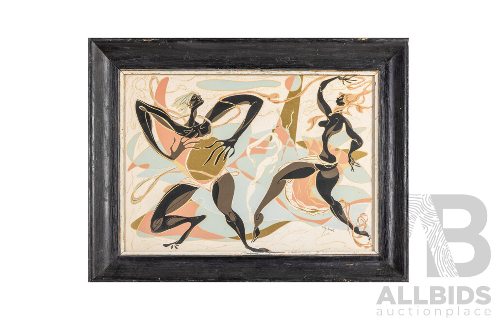 Billy Snel (20th Century, American, 1925-1999) Rhapsody (c1950s), Original Lithographic Print Signed in Plate, 47H x 62W cm (frame)