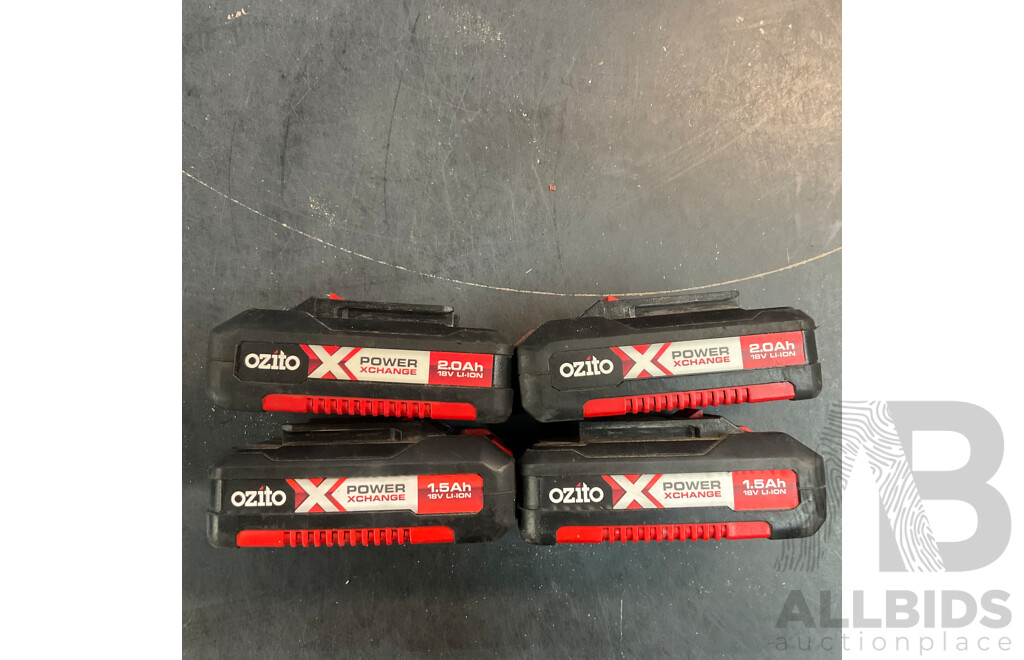 OZITO Power Xchange Power Tools - Impact Driver ,Cordless Drill, Workshop Blower, Cordless Blower with 4 Batteries and 1x Charger