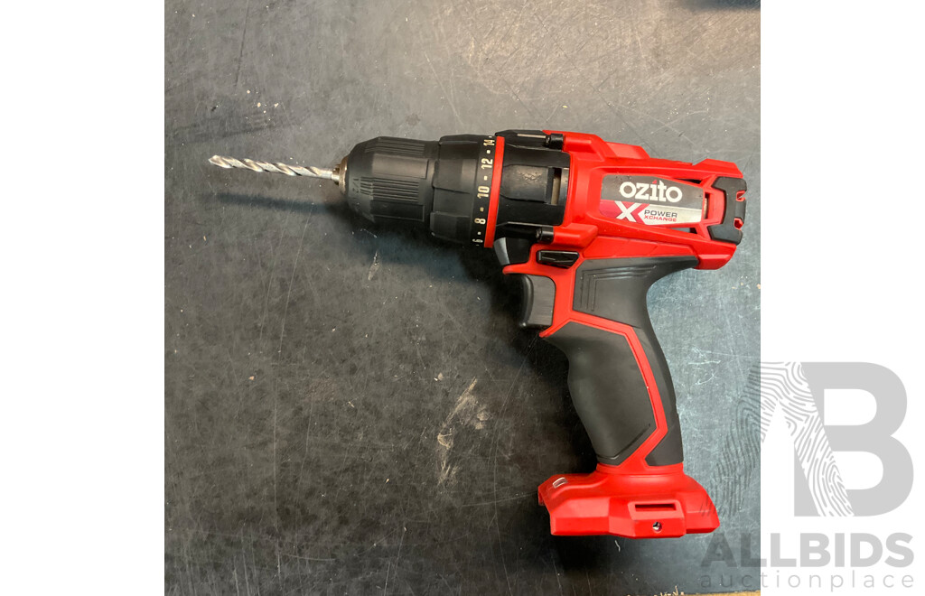 OZITO Power Xchange Power Tools - Impact Driver ,Cordless Drill, Workshop Blower, Cordless Blower with 4 Batteries and 1x Charger