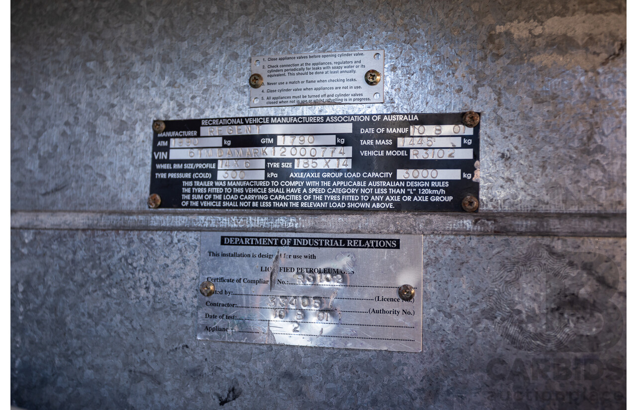 08/2001 Regent Cruiser 19ft Caravan Trailer  - White