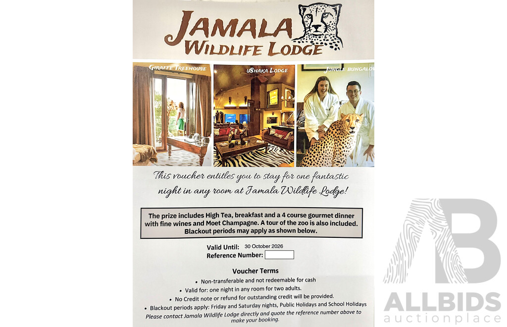 1 Night Stay in Any Room at Jamala Wildlife Lodge for Off-Peak Season Stay - Valued at $2,300