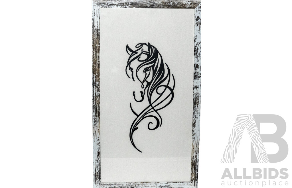 Framed Metal Horse Wall Hanging 30cm x 50cm