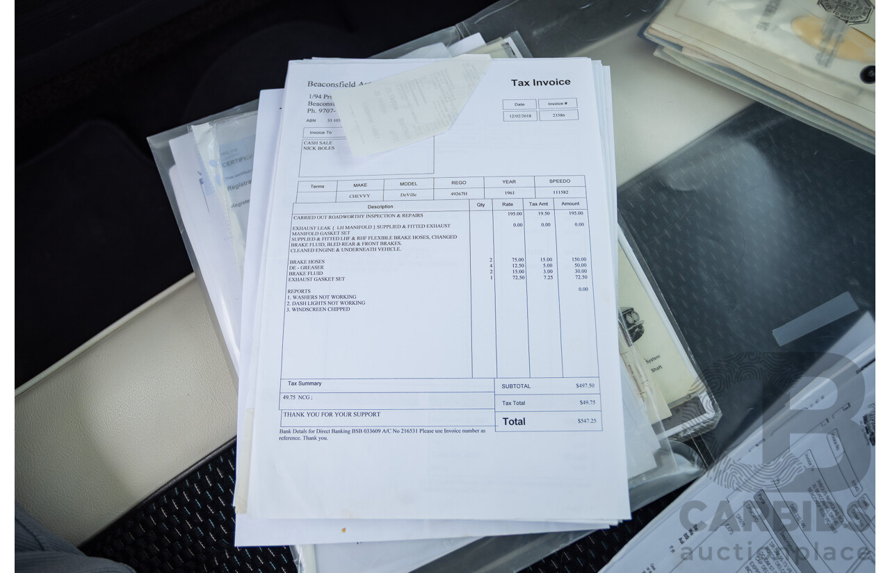 01/1961 Cadillac DeVille Short Deck 4d Sedan Olympic White V8 6.4L