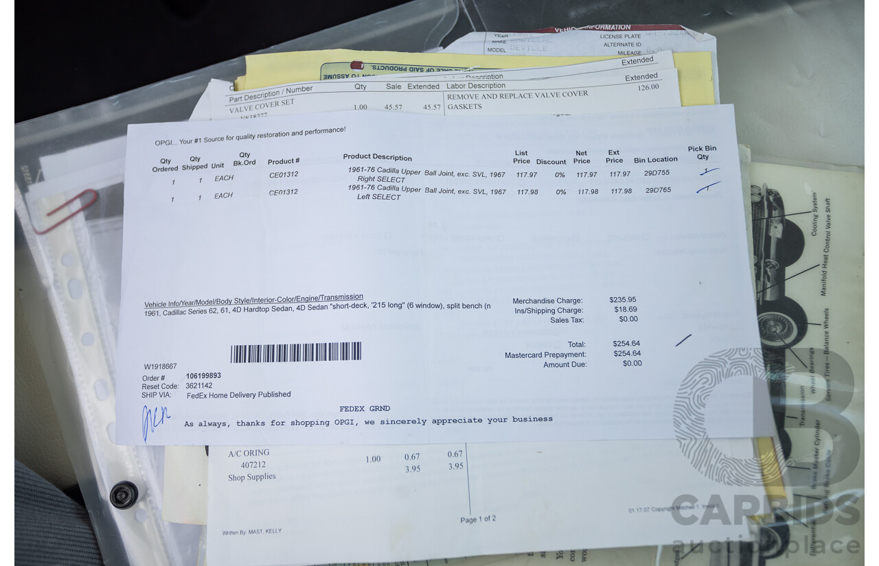 01/1961 Cadillac DeVille Short Deck 4d Sedan Olympic White V8 6.4L