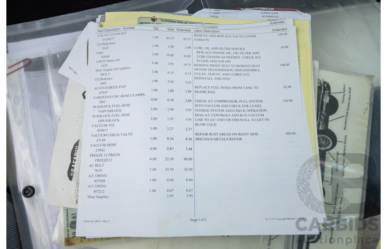 01/1961 Cadillac DeVille Short Deck 4d Sedan Olympic White V8 6.4L