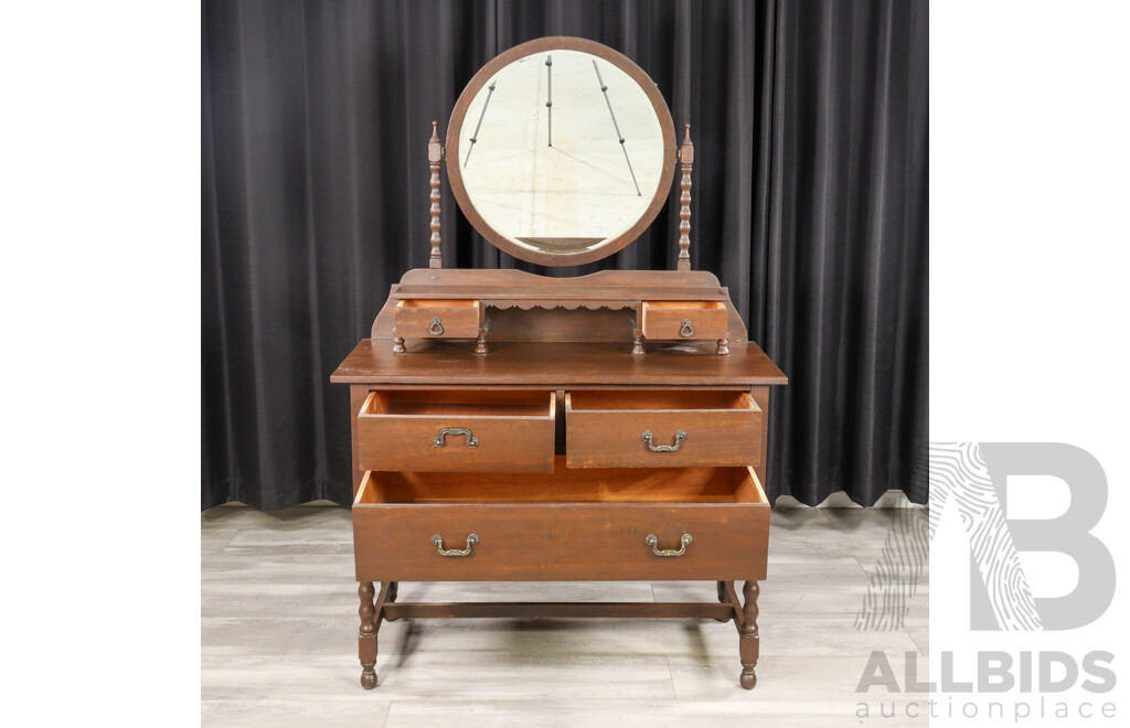 Art Deco Oak Mirrored Back Dresser