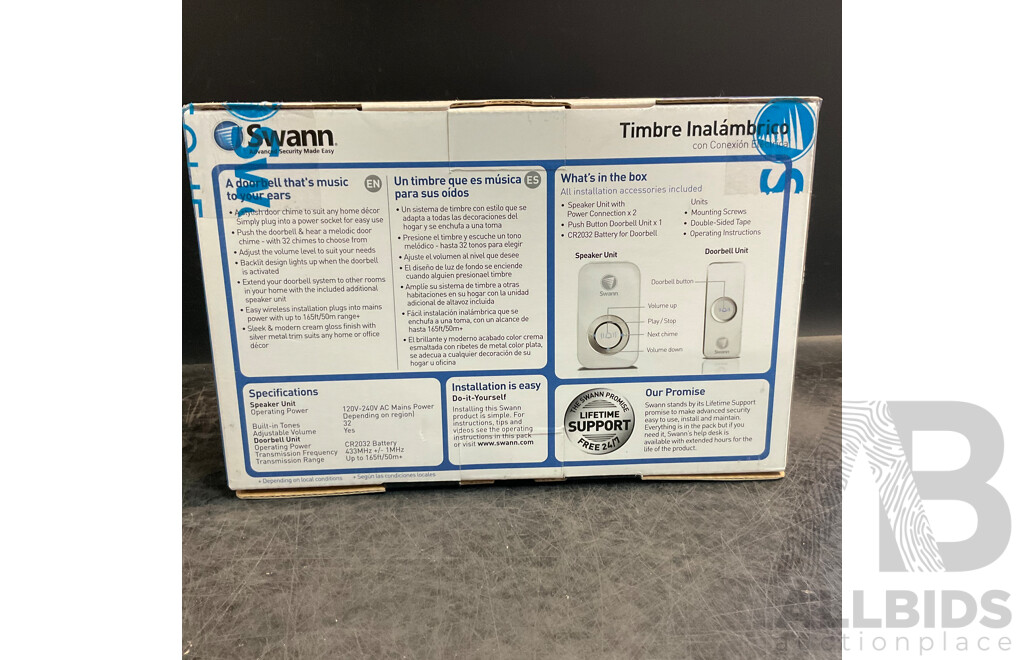 Swann Wireless Door Chime Twin Pack & SecuraView Camera Security Monitoring Kit - Lot of 2