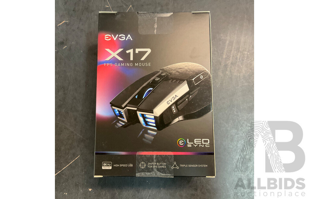 HP Z6000 Bluetooth Mouse & EVGA X17 FPS Gaming Mouse & ALOGIC USB-C Dock NANO - Lot of 3