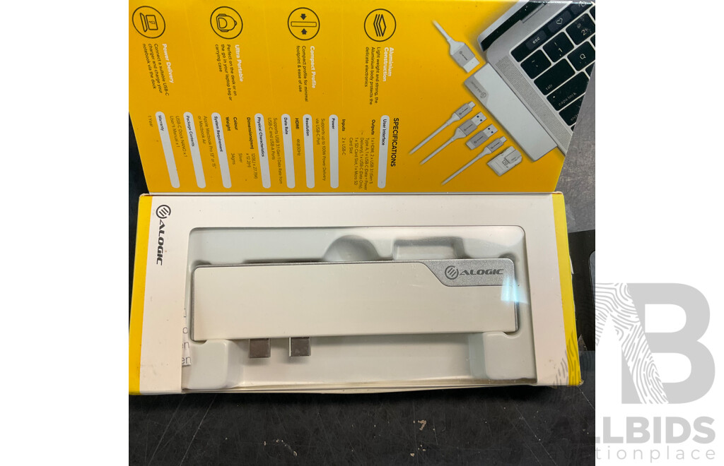 HP Z6000 Bluetooth Mouse & EVGA X17 FPS Gaming Mouse & ALOGIC USB-C Dock NANO - Lot of 3