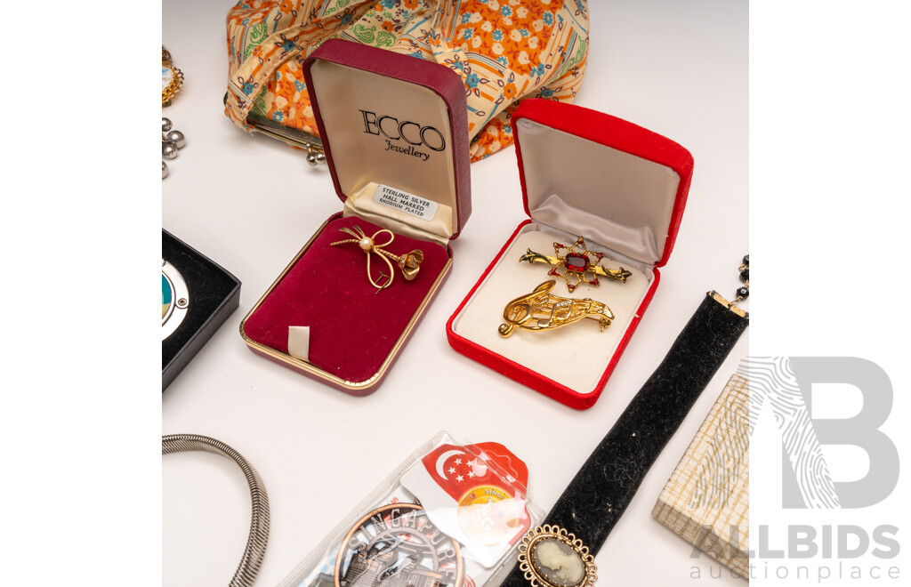 Vintage Jewellery Collection Including a Vintage Sterling Silver Cultured Pearl Rose in Original Box with Many Other Wonderful Pieces