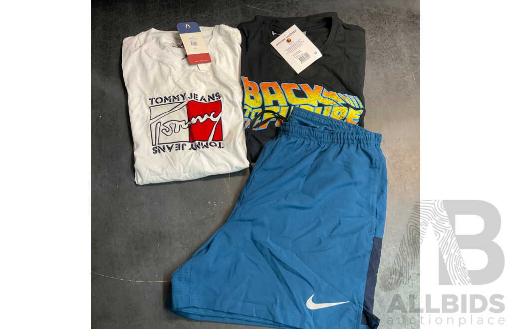 Tommy Jeans T-shirt Size L & Back to Future Tee Size M & Nike Size XL Shorts