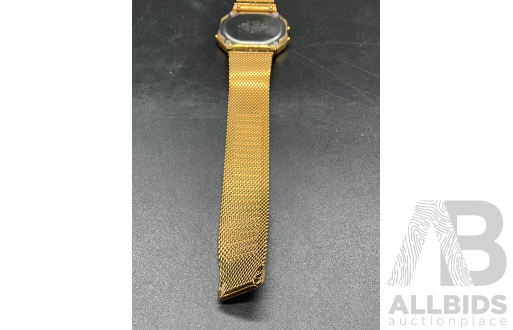 Vintage CASIO (A700WE) Watch with Gold Tone Mesh Strap