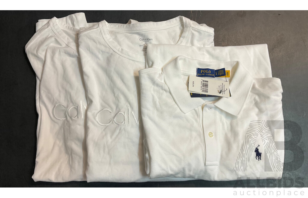 Calvin Klein Women's T-shirts (M/XL) & Ralph Lauren Size L White Skirt - Lot of 3