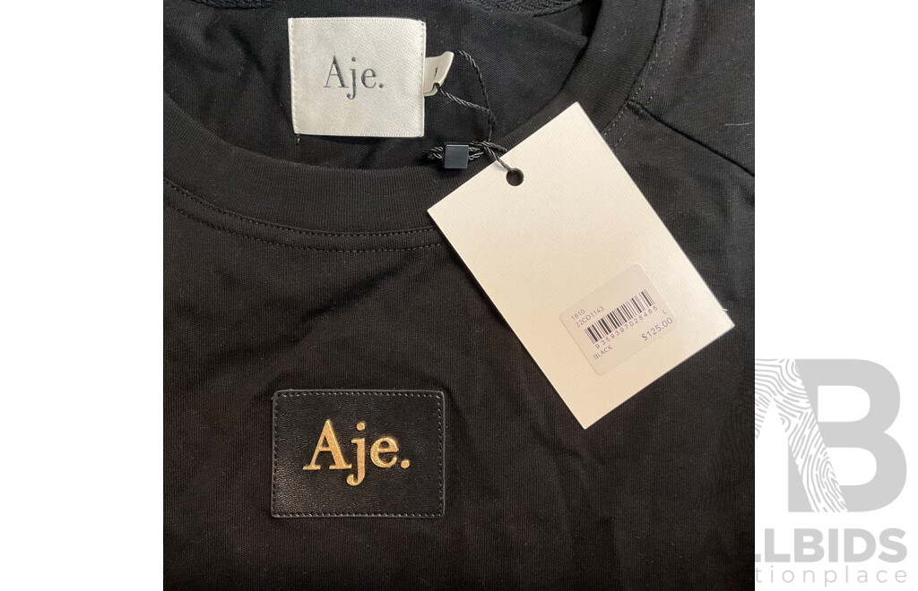 Huntington C&M White Tee Size 12 & Aje Black Vest Size L - Lot of 2