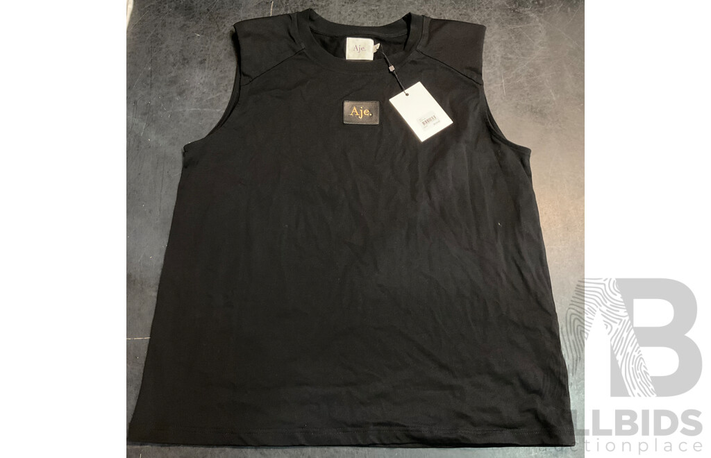 Huntington C&M White Tee Size 12 & Aje Black Vest Size L - Lot of 2