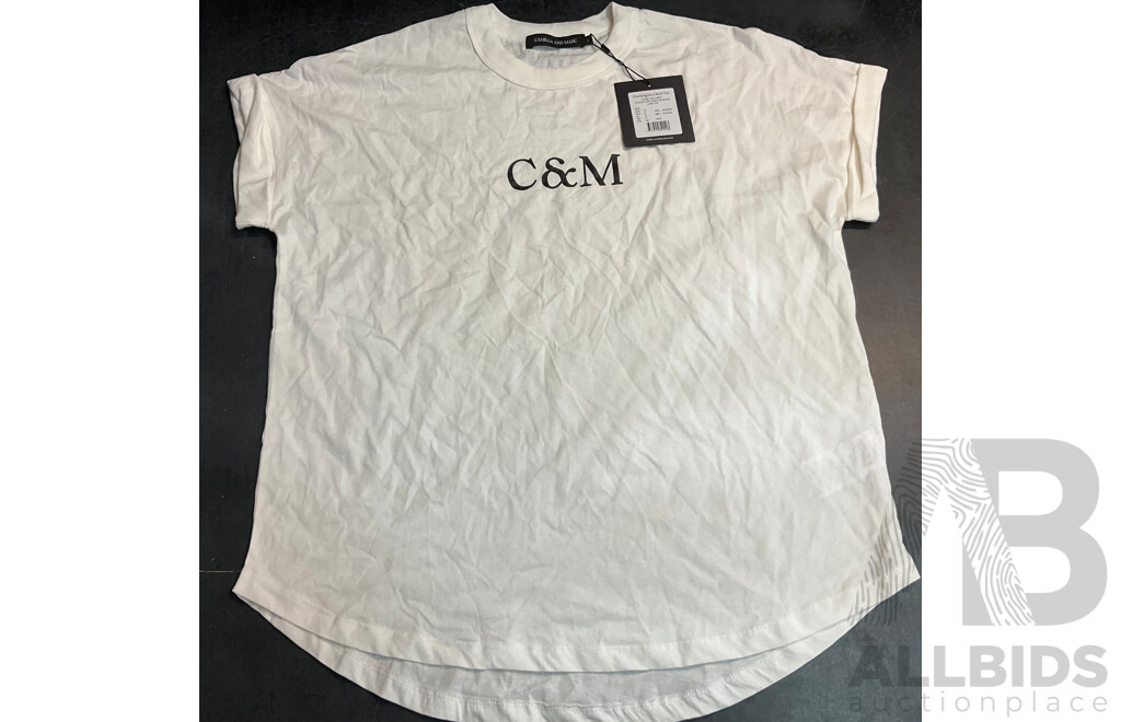 Huntington C&M White Tee Size 12 & Aje Black Vest Size L - Lot of 2