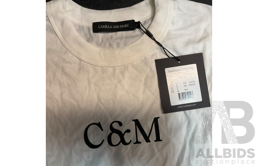Huntington C&M White Tee Size 12 & Aje Black Vest Size L - Lot of 2
