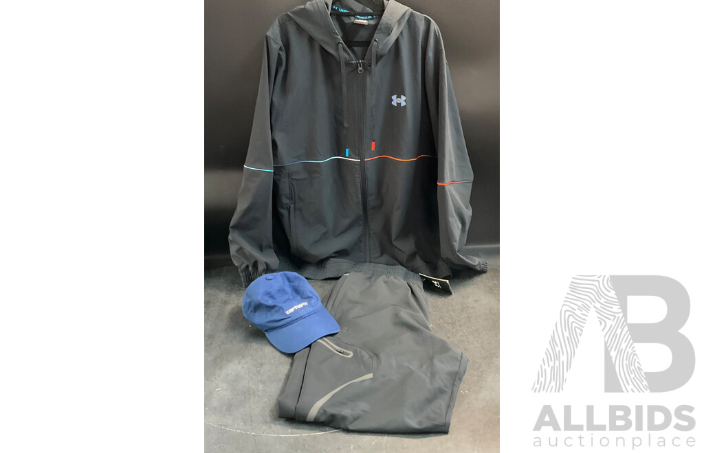 Under Armour Size XL Jacket & Size L Pants & Carhartt Blue Hat - Lot of 3