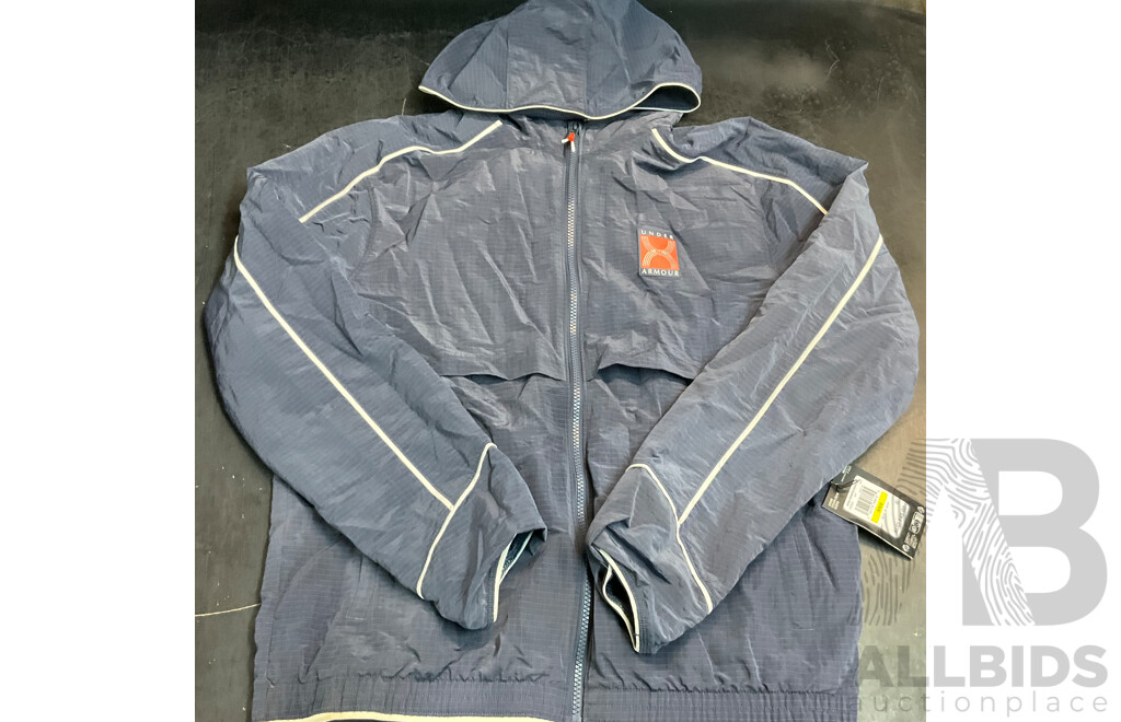 Under Armour Navy Blue Size M Jacket & Stussy Size 6 Vest - Lot of 2