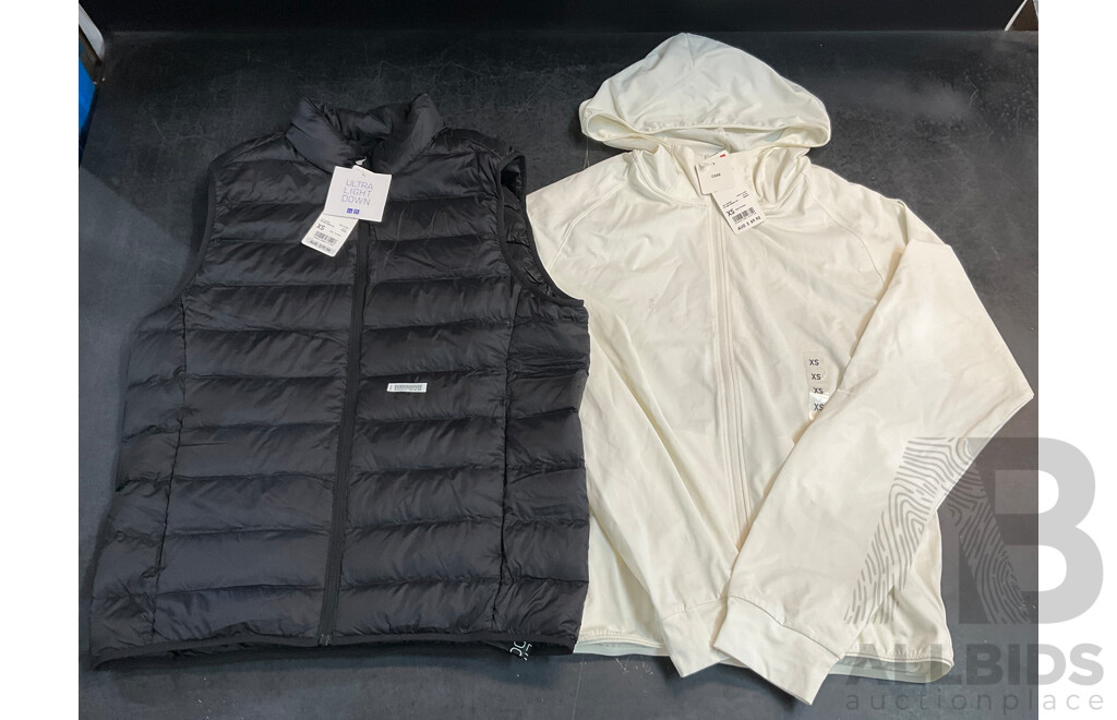 UNIQLO Size XS Black Vest & White Light Jacket - Lot of 2