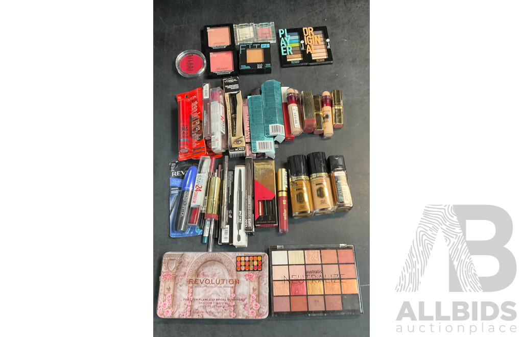 Bulk Lot - Assorted Makeup Items Including Revolution, Max Factor X, L'Oreal, Maybelline and More