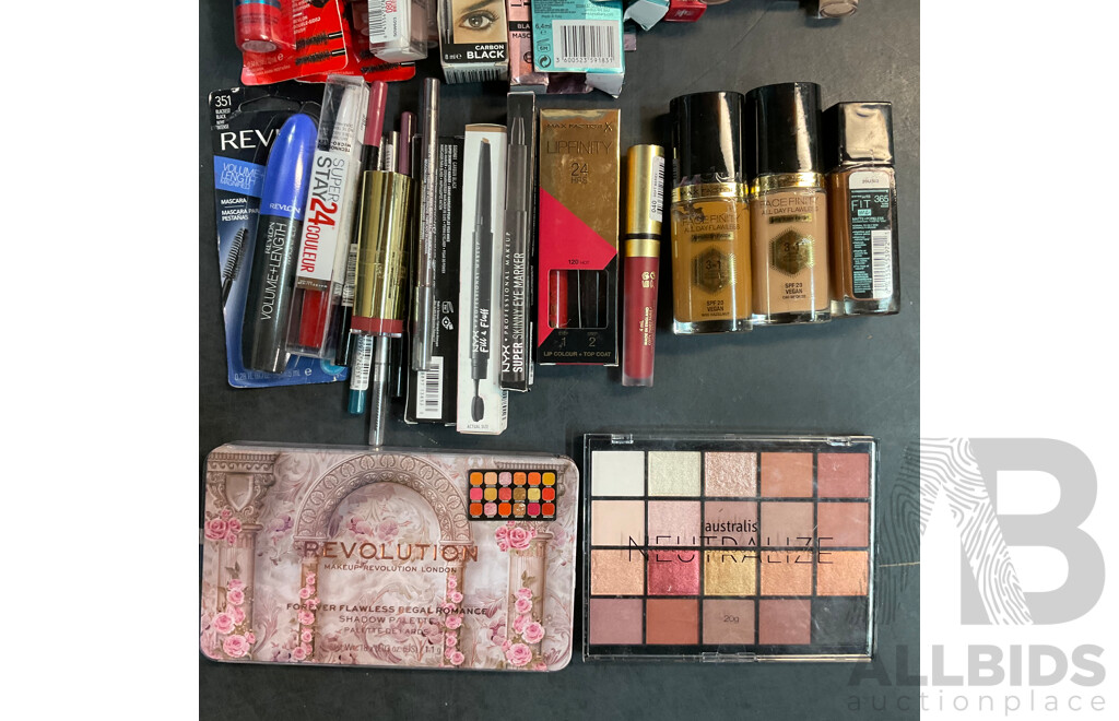 Bulk Lot - Assorted Makeup Items Including Revolution, Max Factor X, L'Oreal, Maybelline and More
