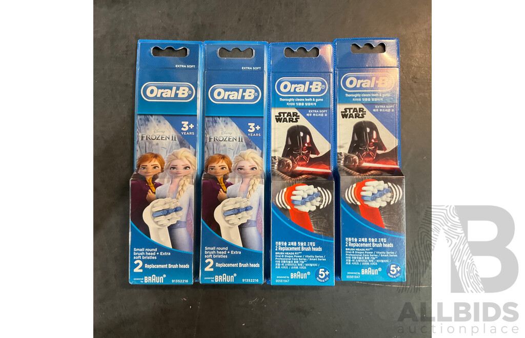 Oral-B Kids Stages Power Star Wars/ Frozen Rechargeable Toothbrush and Brush Head 2packs - Lot of 8