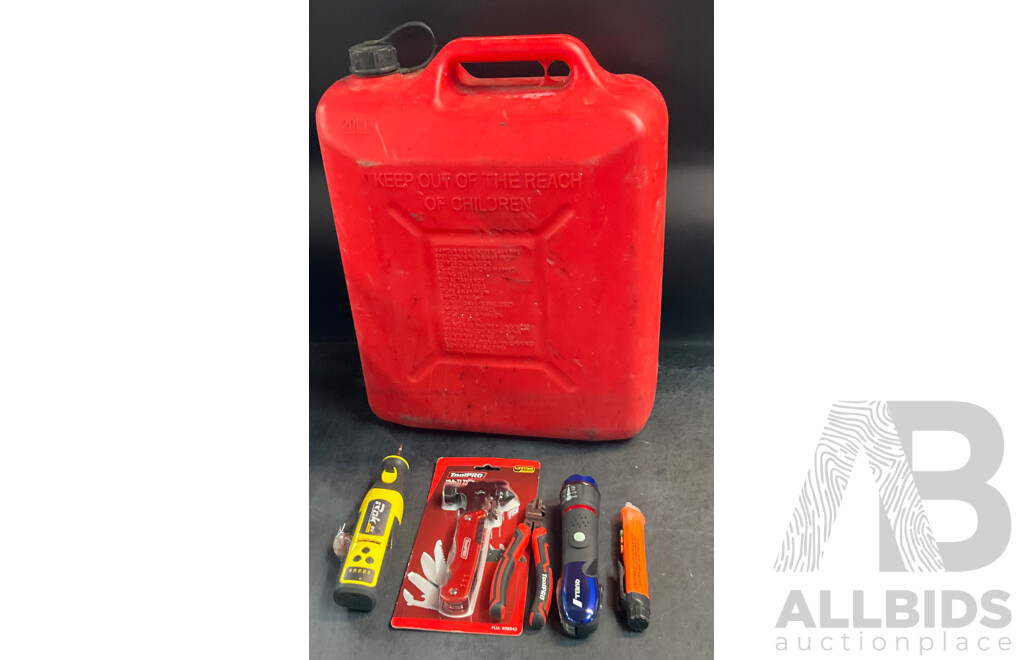 Rock 8V LITHIUM-ION Rotary Tool & ToolPRO Multi Tool & Quell Emergency Multi-tool Flashlight & Voltage Tester & Petrol Tank - Lot of 6