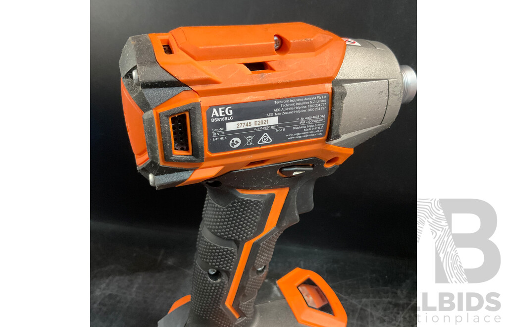 AEG Electric Tools (BSS18BLC,BSB18B2M,BEWS18125BLC) with 2x Batteries & Charger & Driving Bit Set