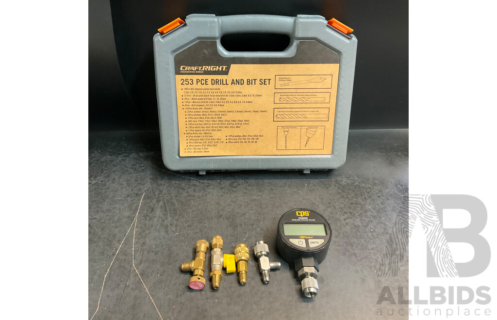 CPS VG200W Wireless Vacuum Gauge & CraftRight 253 Pce Drill and Bit Set