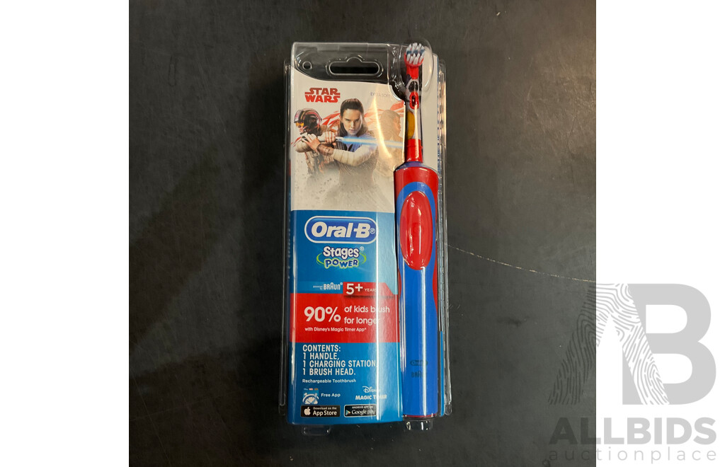 Oral-B Kids Stages Power Rechargeable Toothbrush and Brush Head 2packs - Lot of 17