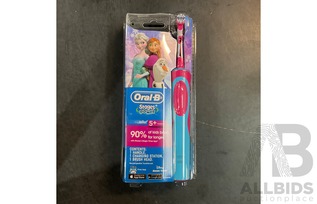 Oral-B Kids Stages Power Rechargeable Toothbrush and Brush Head 2packs - Lot of 17