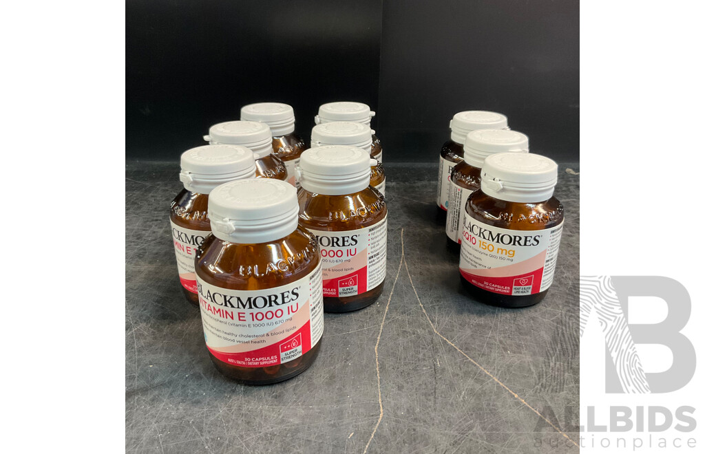 BLACKMORES Vitamin E1000 IU X7 & CoQ10 150mg X3 - Lot of 10