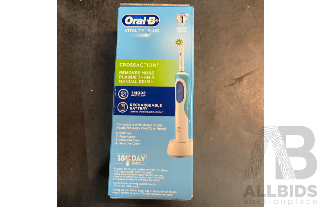 Oral-B Vitality Plus Cross Action Rechargeable Toothbrush X5 & Brush Heads 5 Packs X5 - Lot of 10