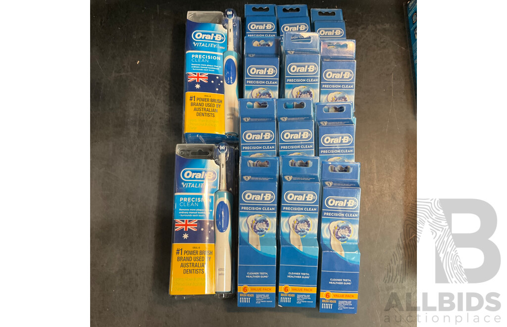 Oral-B Vitality Precision Clean Rechargeable Toothbrush X2 & Brush Heads 6 Packs X12