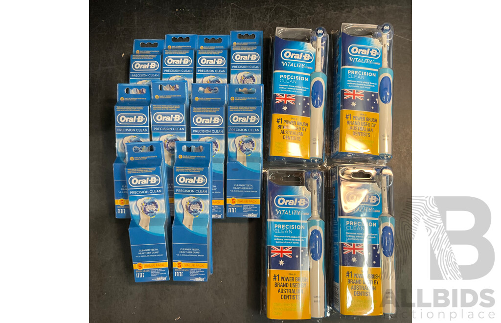 Oral-B Vitality Precision Clean Rechargeable Toothbrush X4 & Brush Heads 5 Packs X10