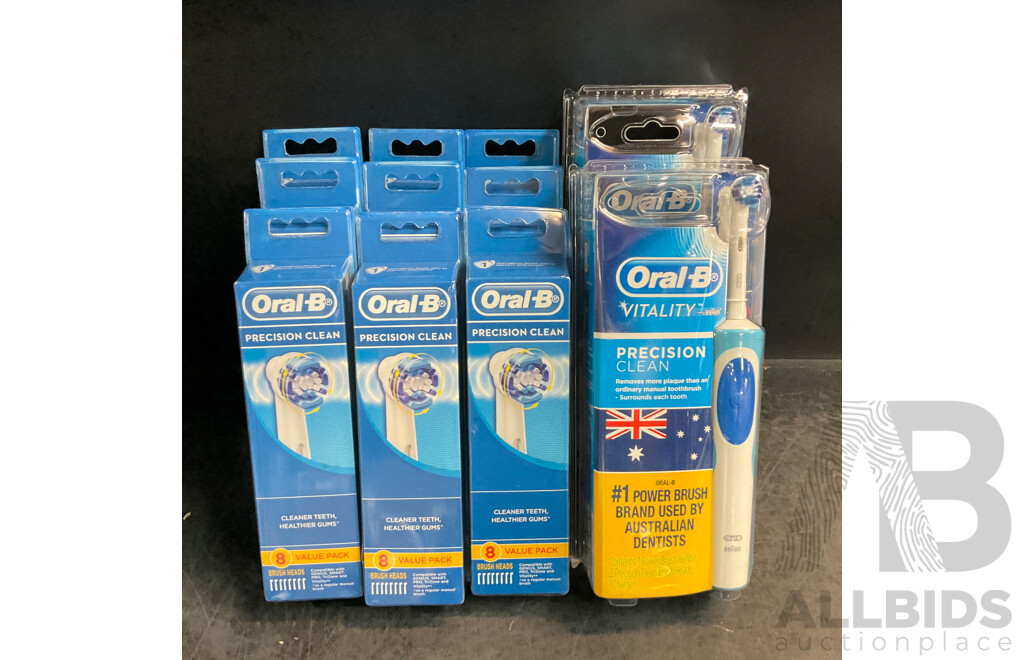 Oral-B Vitality Precision Clean Rechargeable Toothbrush X2 & Brush Heads 8 Packs X9