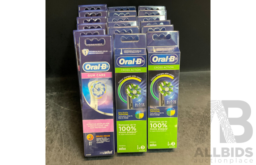 Oral-B Gum Care Brush Heads 2 Packs X6 &  Cross Action Brush Heads 3 Packs (Black)  X12