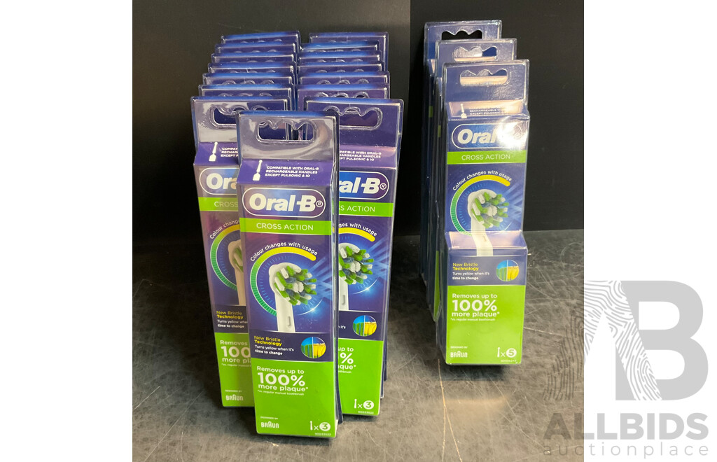 Oral-B Cross Action Brush Heads 3 Packs X15 and 5 Packs X3