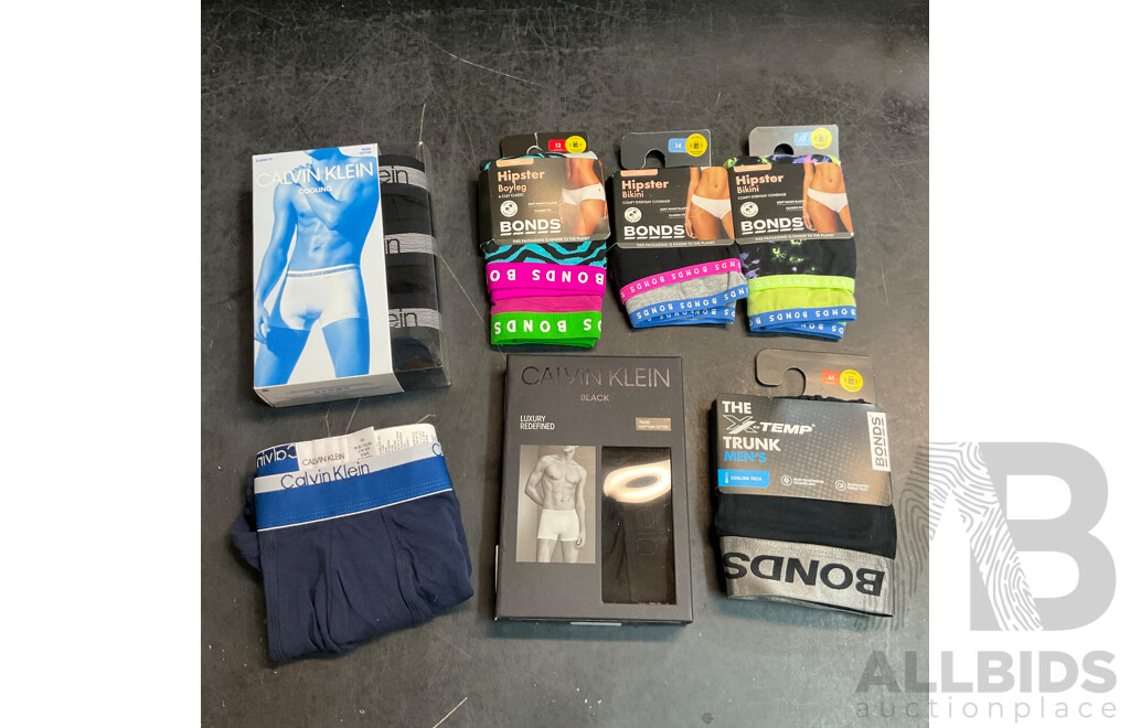 Calvin Klein & Bonds Men's Size S/ M Trunks & Bonds Women's Size 12/14 Underwear