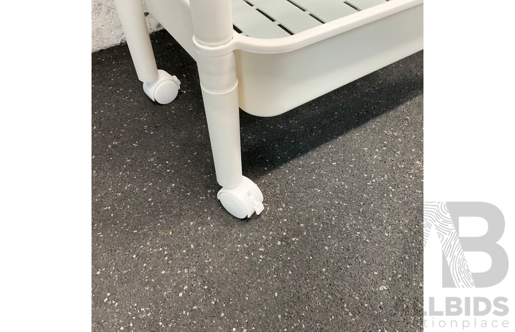 Mobile 3-Tier Storage Shelf with Wheels - Assorted Colours - Lot of 7