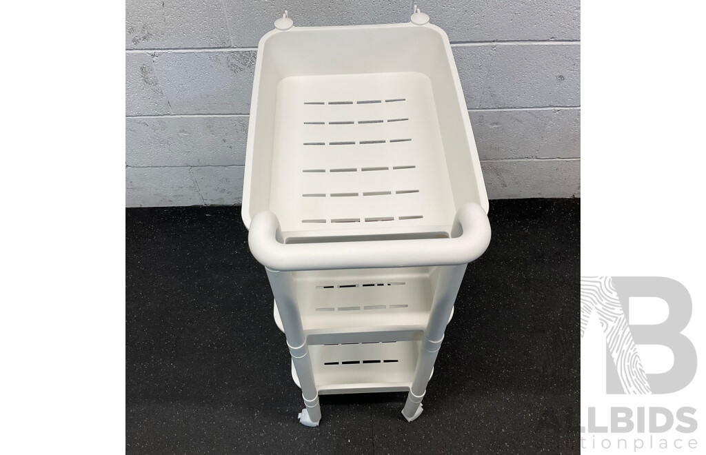 Mobile 3-Tier Storage Shelf with Wheels - Assorted Colours - Lot of 7