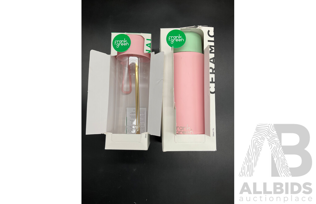 FRANK GREEN Cramic 1L Pink/Green Bottle and Original 740ml Bottle - Lot of 2