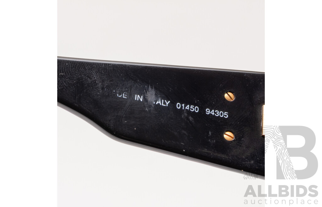 Chanel Vintage Black Sunglasses with Patterned Arms & Motif, 04150 94305 with Case