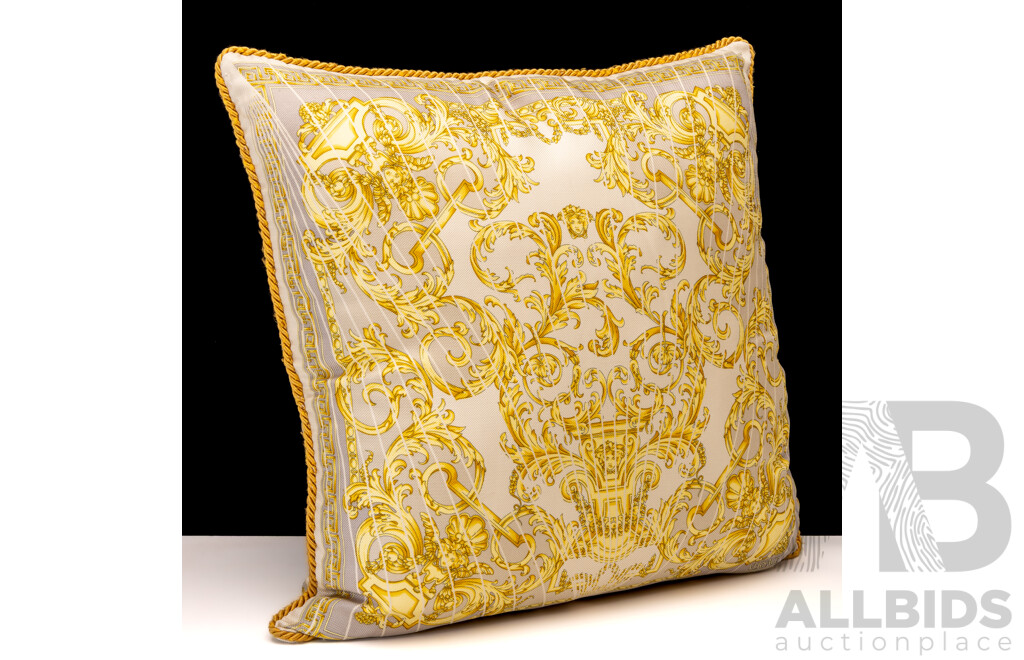 Versace Home Collection 'Barocco' Throw Cushion, Gold/grey, 40cm X 40cm with Cushion Inserted