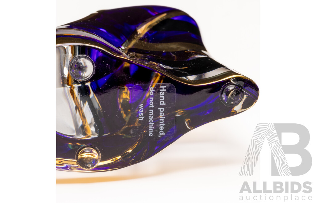 Kosta Boda 'Make Up' by Asa Jungnelius Purple Pump Heel Shoe 'Stripe' Sculpture, 7091349, with Original Box