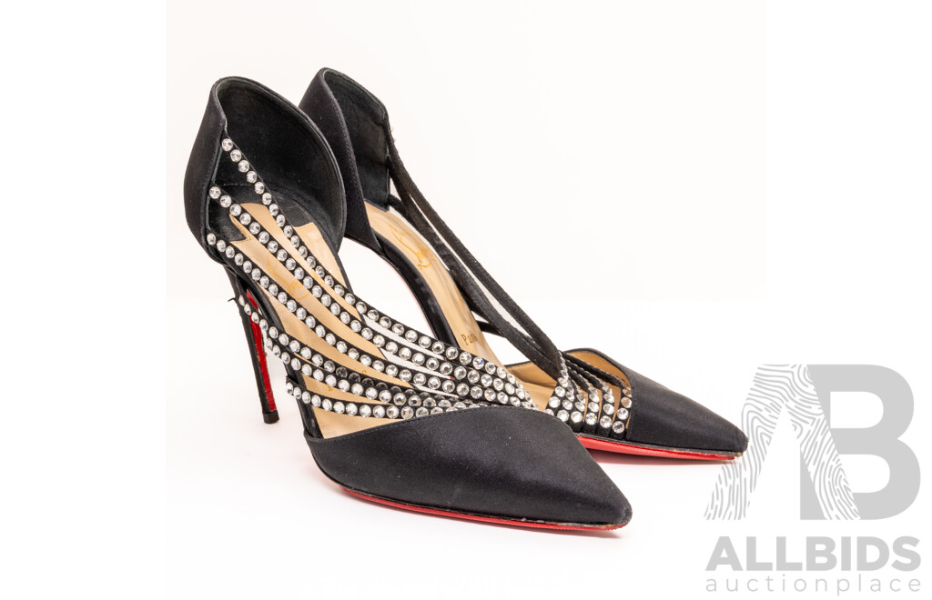 Christian Louboutin Crepe Satin Strass Antinorina 100 Pumps, Size 36