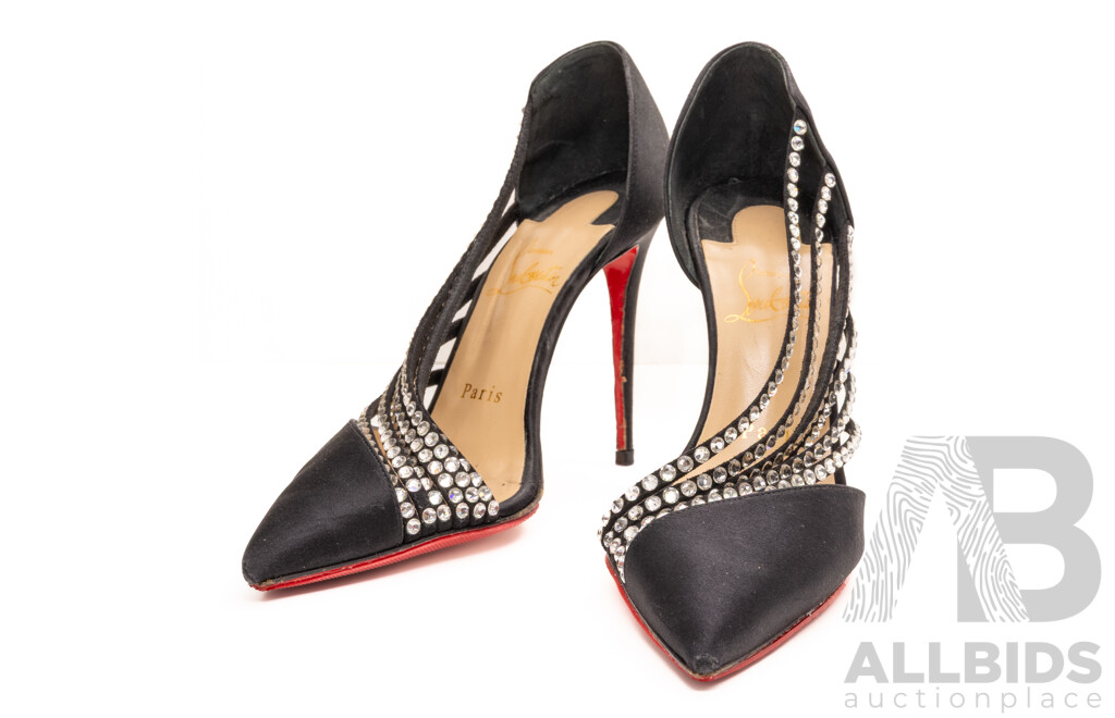 Christian Louboutin Crepe Satin Strass Antinorina 100 Pumps, Size 36
